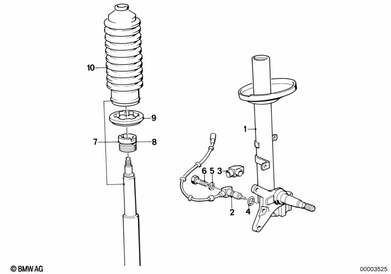 Front spring strut/shock absorber