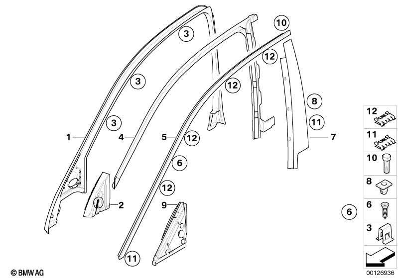 Trim and seals for door, front