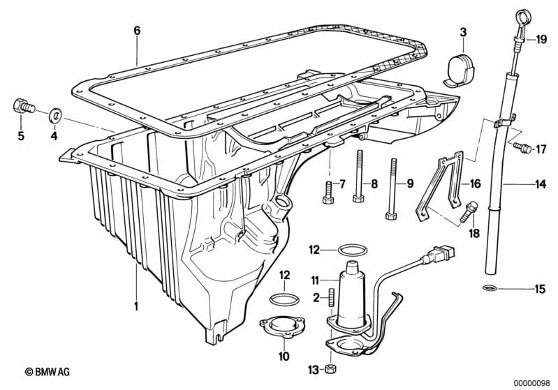 Oil pan/oil level indicator