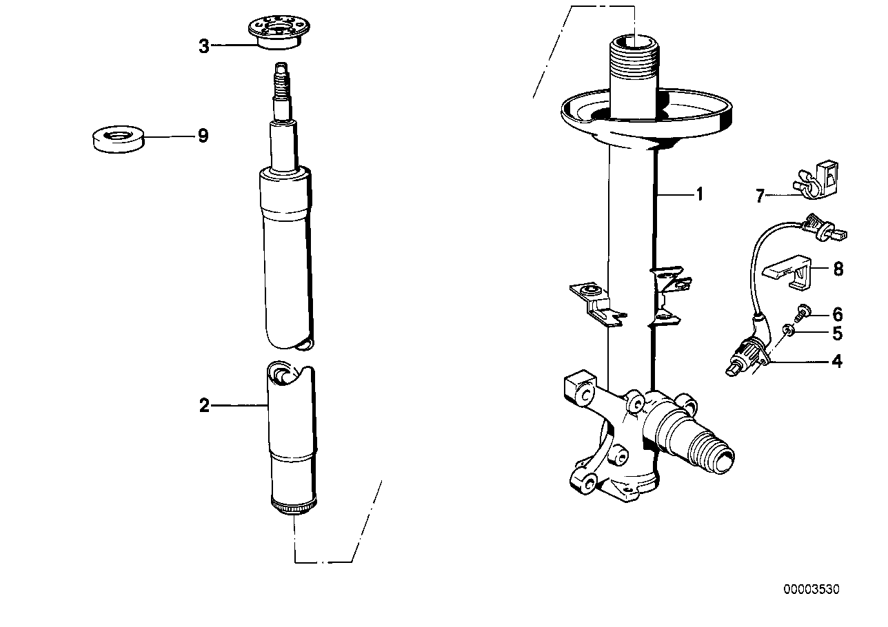 Genuine BMW 31311138487 E34 E32 Left Front Spring Strut (Inc. 740iL, 735i & 520i) | ML Performance UK Car Parts