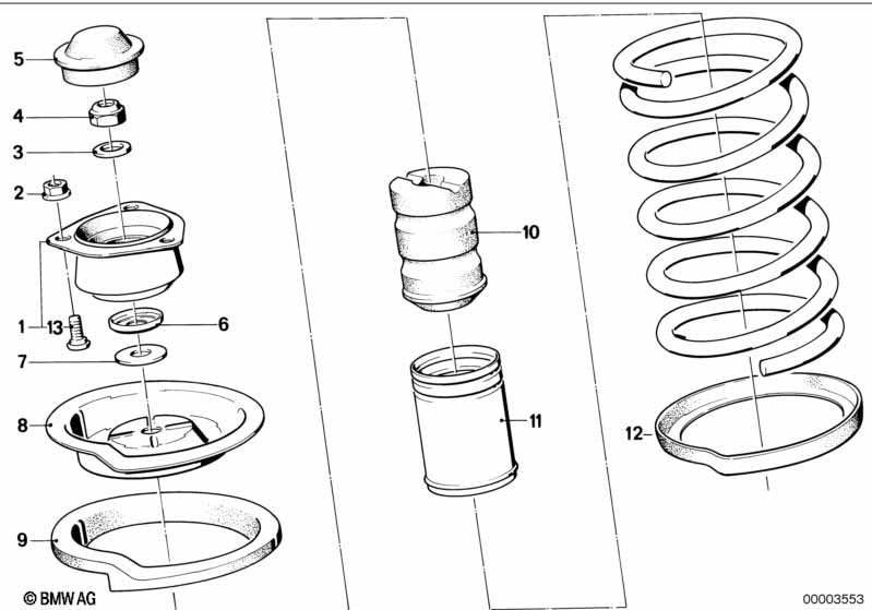 Guide support/spring pad/attaching parts