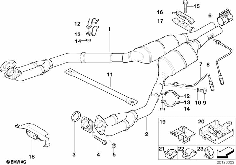 Catalytic converter/front silencer