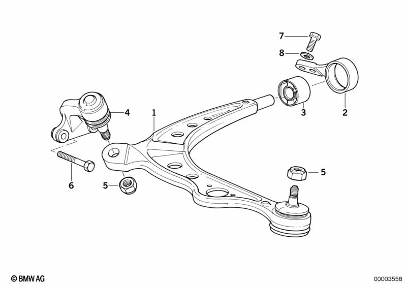 Genuine BMW 31121093882 E34 Wishbone, Right (Inc. 525ix) | ML Performance UK Car Parts