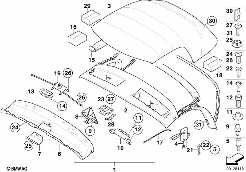 Genuine BMW 54317043887 E85 Hinge, Left (Inc. Z4) | ML Performance UK Car Parts
