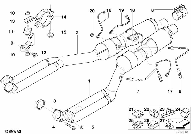 Catalytic converter/front silencer