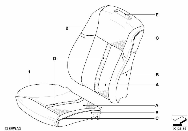 Genuine BMW 52108030080 E66 E65 E61 Seat Cover, Comfort Seat, Leather U6 KLIMALEDER (Inc. 525xi, 730i & 520i) | ML Performance EU Car Parts