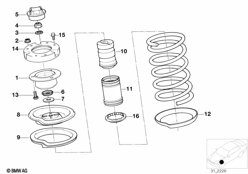 Guide support/spring pad/attaching parts