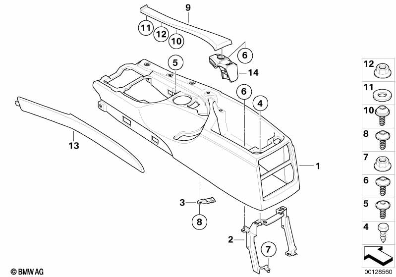 Genuine BMW 51167897851 E60 E61 Cover Center Console SCHWARZ (Inc. M5) | ML Performance EU Car Parts