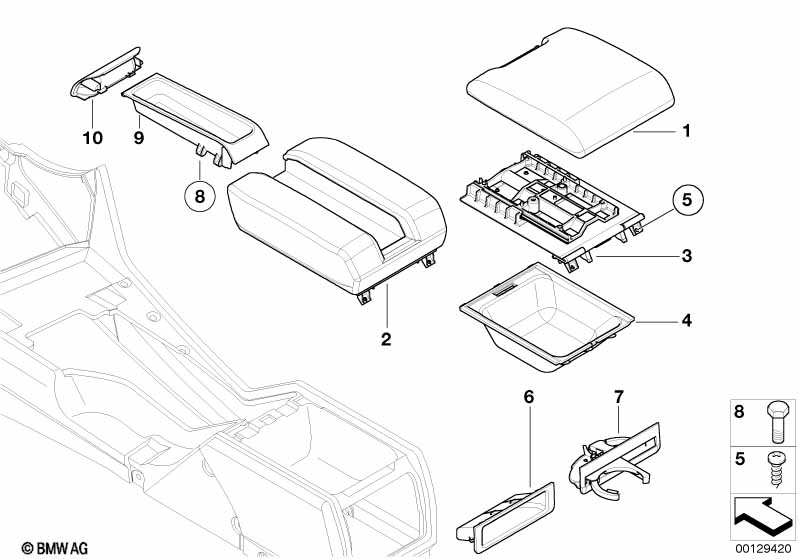 Genuine BMW 51168215943 E39 E67 E38 Center Armrest Tray (Inc. X5 3.0d, 728i & 745LiS) | ML Performance UK Car Parts