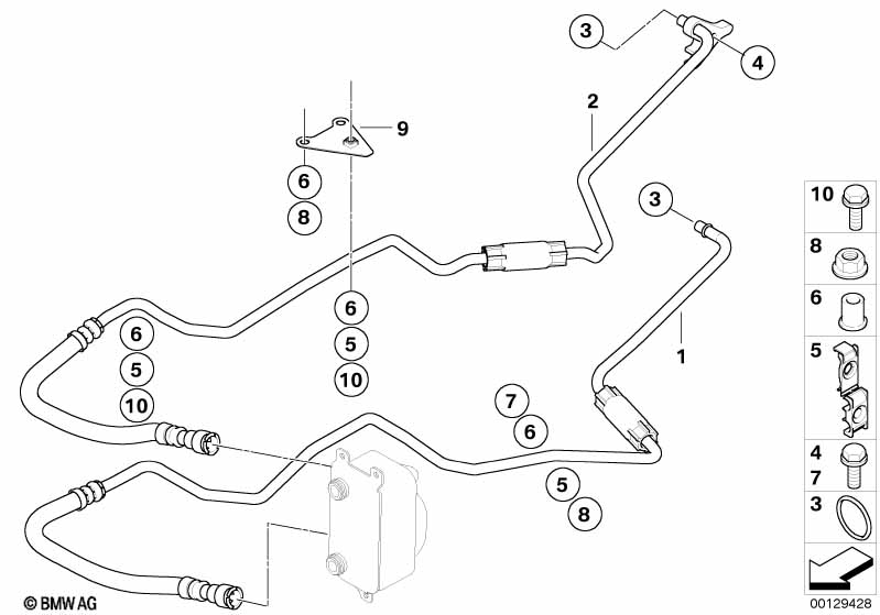 Genuine BMW 17227519261 E60 E61 E64 Transmission Oil Cooler Line, Flow