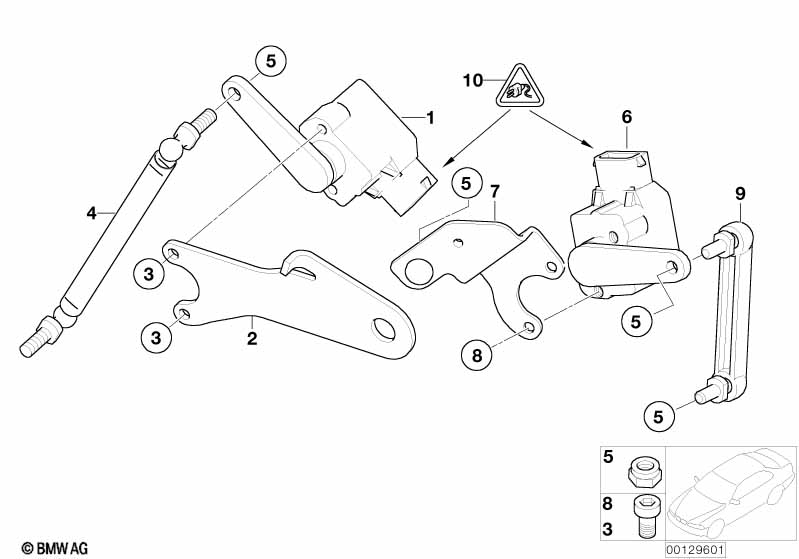 Headlight vertical aim control sensor