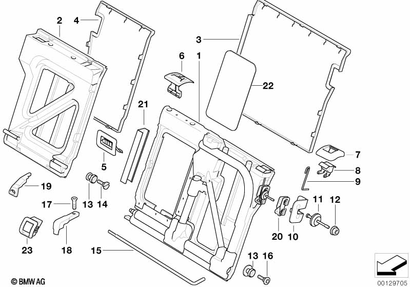 Seat, rear, backrest trim covers