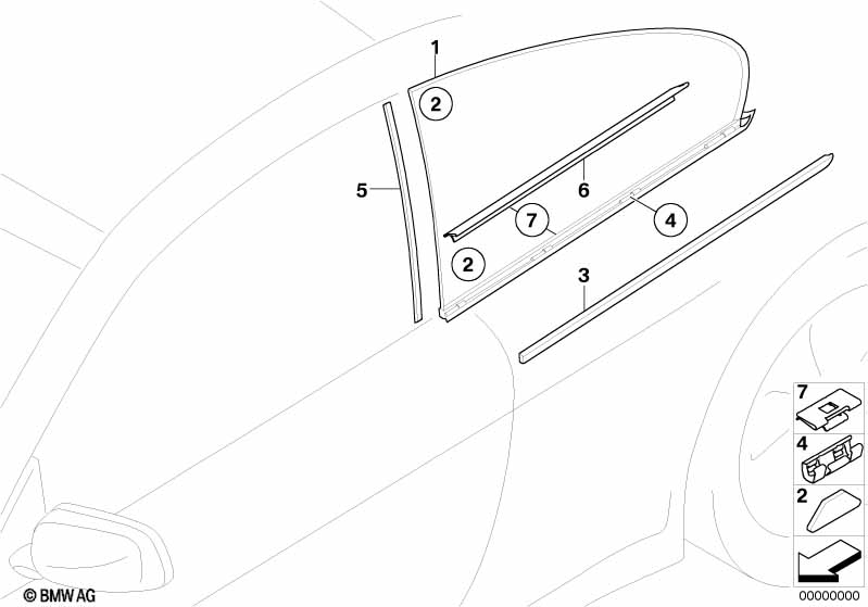 Side window, fixed position