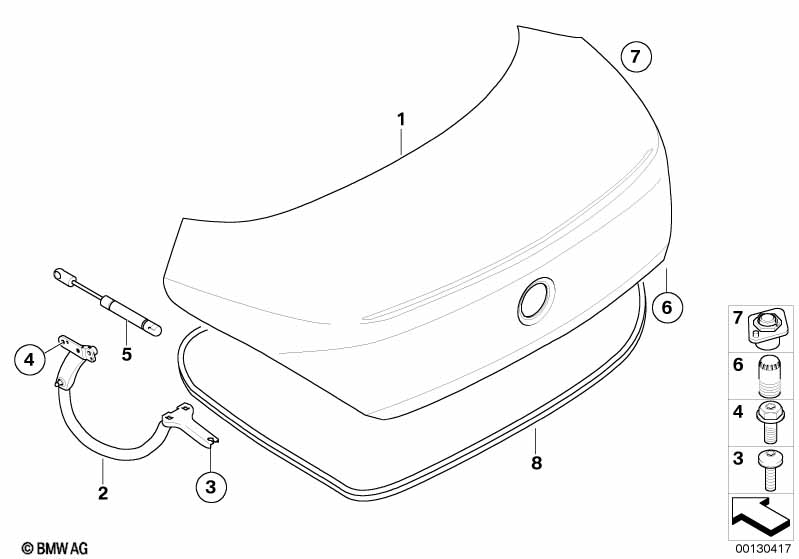 Genuine BMW 41627175304 E63 Right Trunk Lid Hinge (Inc. 645Ci, 630i & M6) | ML Performance EU Car Parts