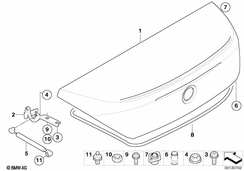 Genuine BMW 41617130870 E64 Right Trunk Lid Hinge (Inc. 645Ci, 650i & 630i) | ML Performance EU Car Parts