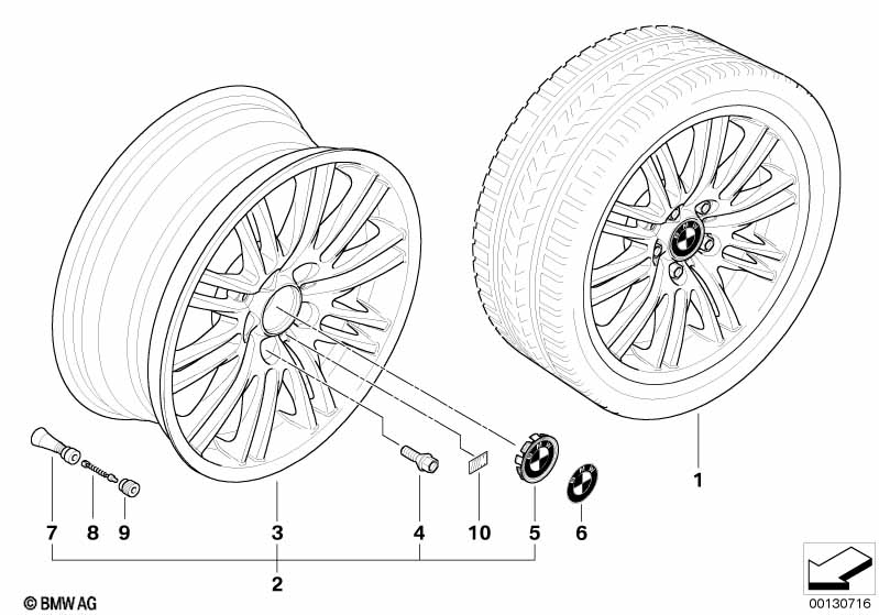 BMW alloy wheel, M double spoke 164