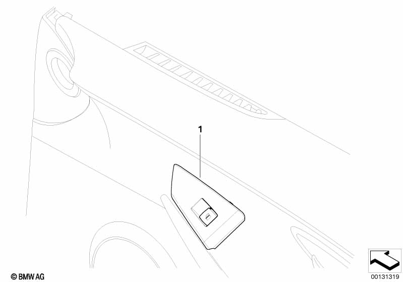 Window lifter switch, passenger's side