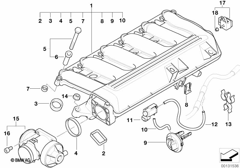 Intake manifold-AGR - Vacuum-controlled