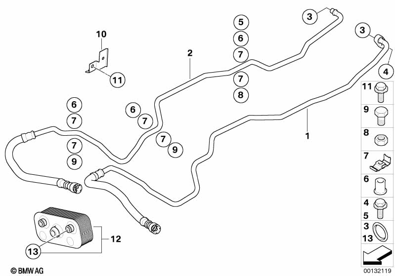 Oil-cooler pipe/heat exchanger