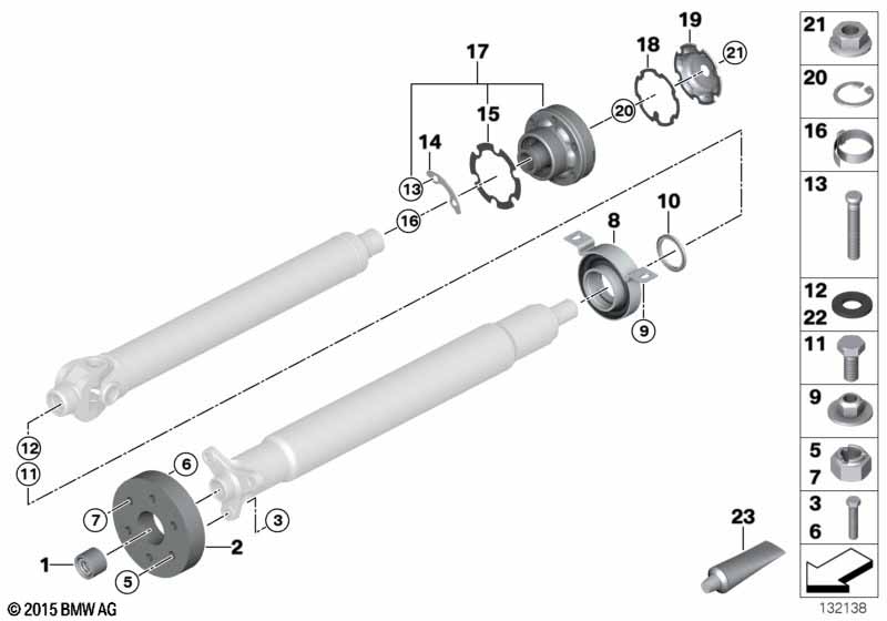 Drive shaft, single components, 4-wheel