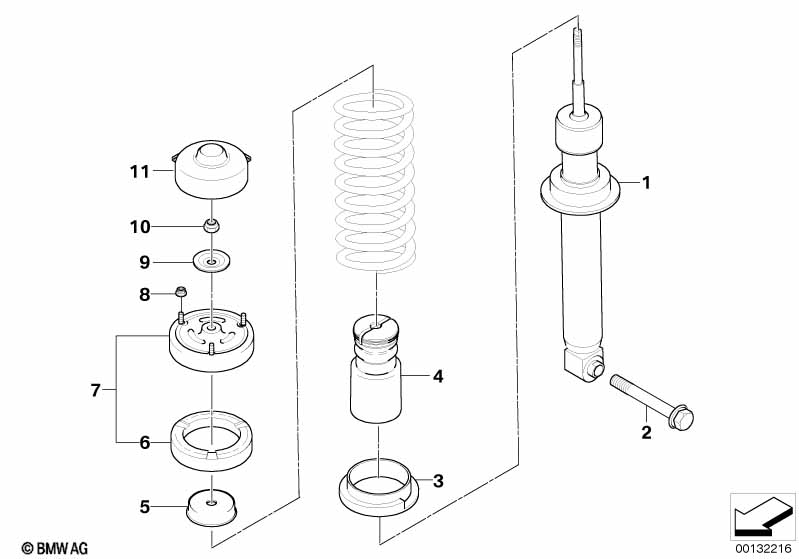 Rear spring strut mounting parts