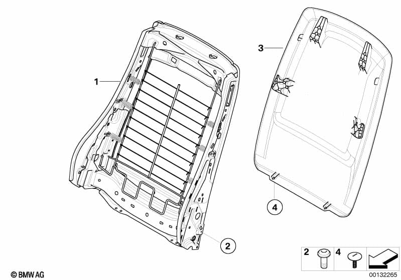 Front seat backrest frame/rear panel