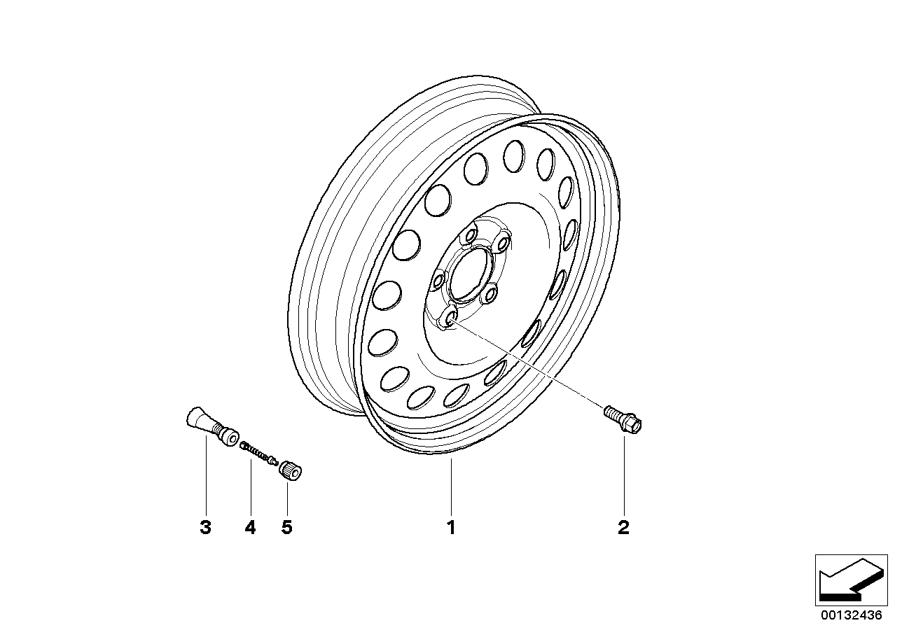 Compact spare wheel, steel, black