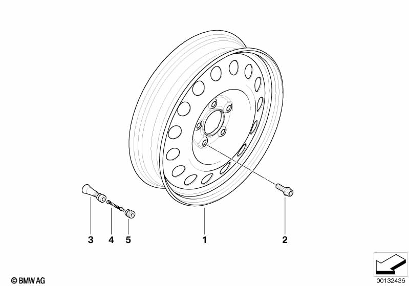 Compact spare wheel, steel, black