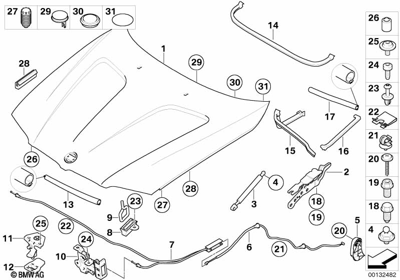 Genuine BMW 51223434832 E83 Bowden Cable, Hood Mechanism (Inc. X3 2.5i, X3 2.0i & X3 3.0si) | ML Performance UK Car Parts