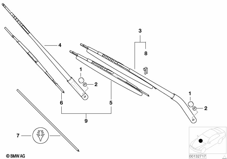 Genuine BMW 61617132220 E53 Wiper Blade Guide, Wiper Arm (Inc. X5 3.0d) | ML Performance UK Car Parts