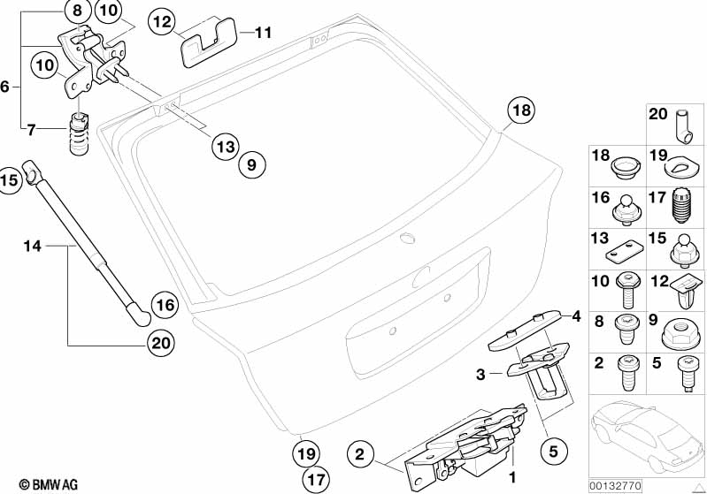 Genuine BMW 41627017798 E46 Right Trunk Lid Hinge (Inc. 318ti, 318td & 320td) | ML Performance EU Car Parts