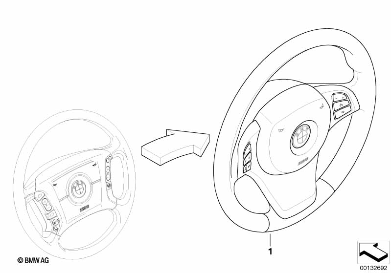 Genuine BMW 32306778411 E83 E53 Airbag Sport St. Whl. Lthr Multifunction SCHWARZ (Inc. X3 3.0i, X5 4.4i & X3 2.0d) | ML Performance EU Car Parts