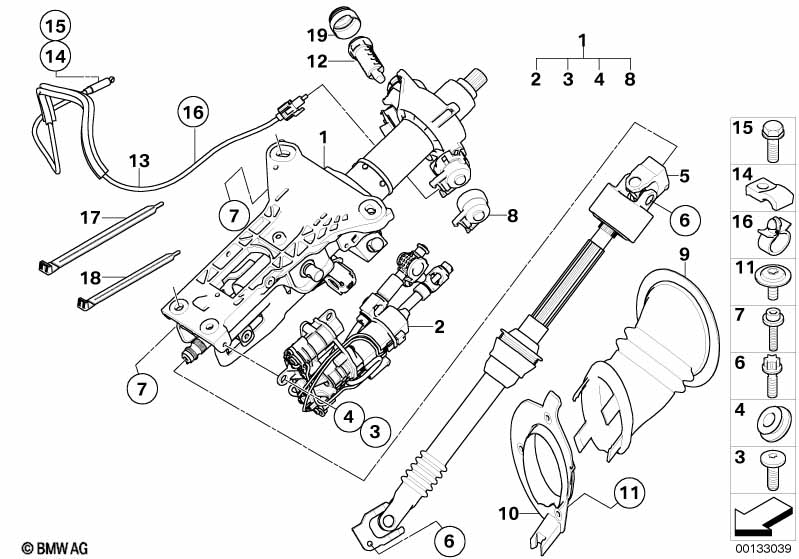 Electron.steer. column adj./add-on parts