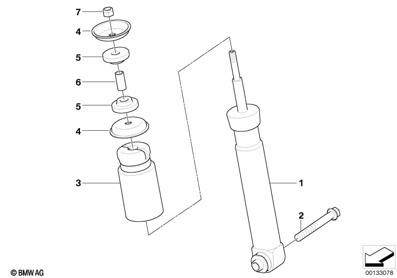 Rear spring strut mounting parts