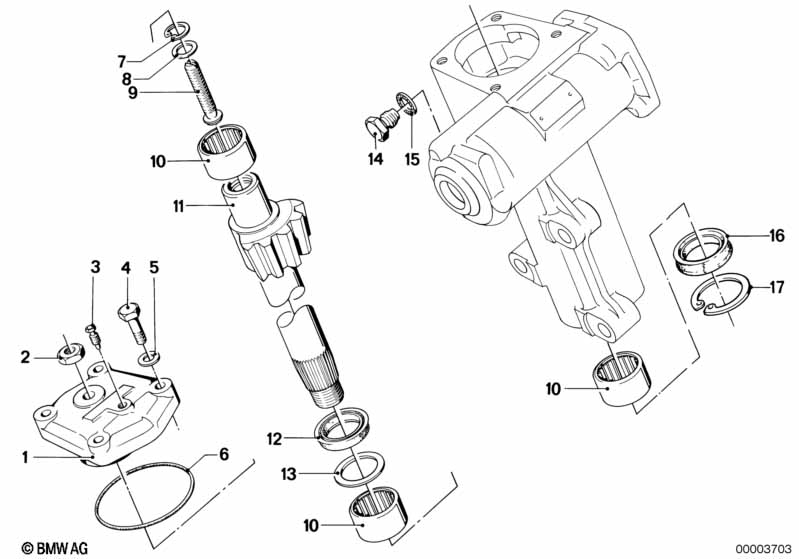 Hydro steering box - sector shaft/mount.