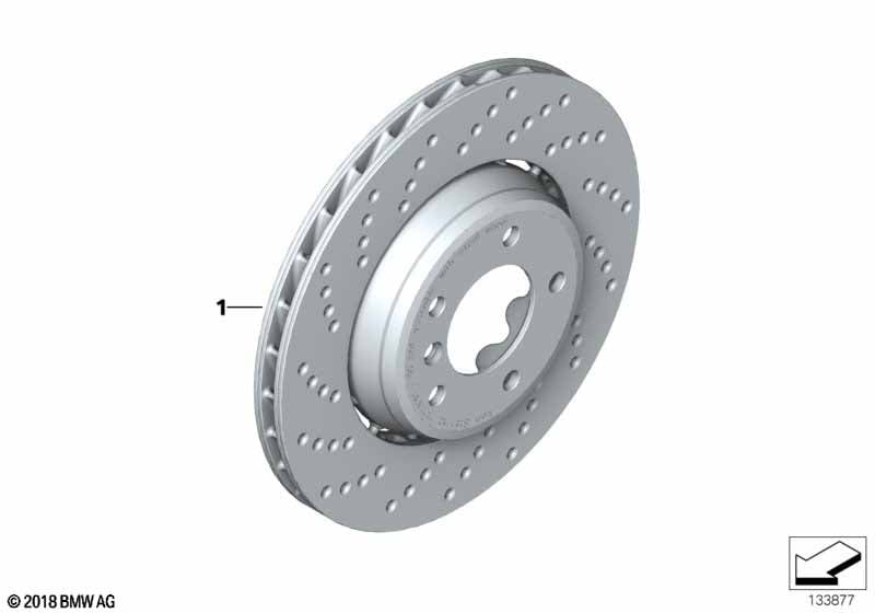 Front wheel brake disc perforated