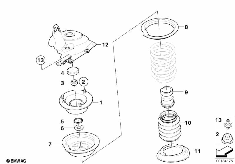 Guide support/spring pad/attaching parts