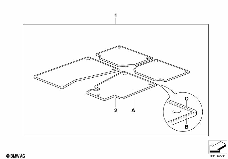 Individual floor mats, Leather border