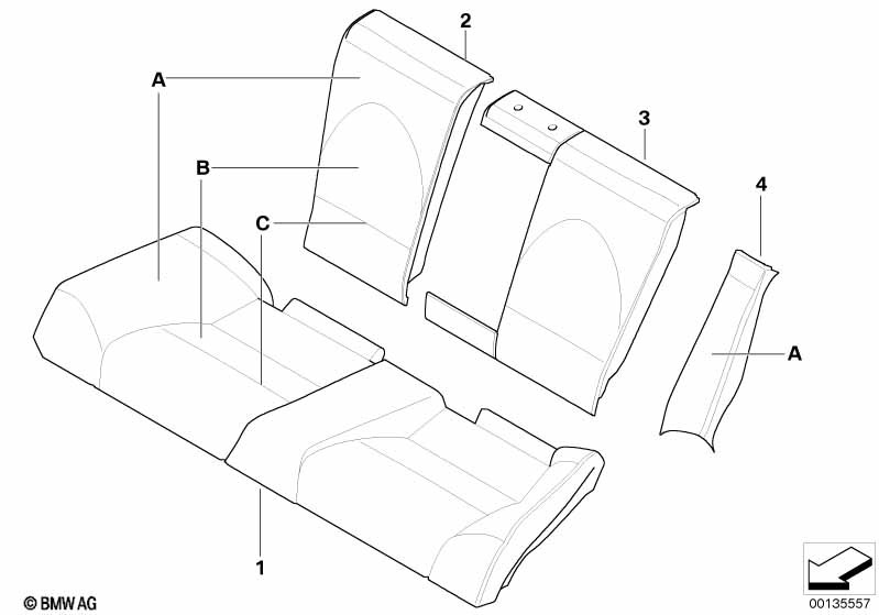 Individual cover, seat, rear, leather N5