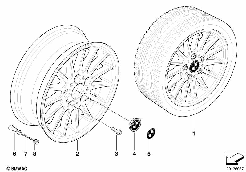 BMW light alloy wheel, radial spoke 32