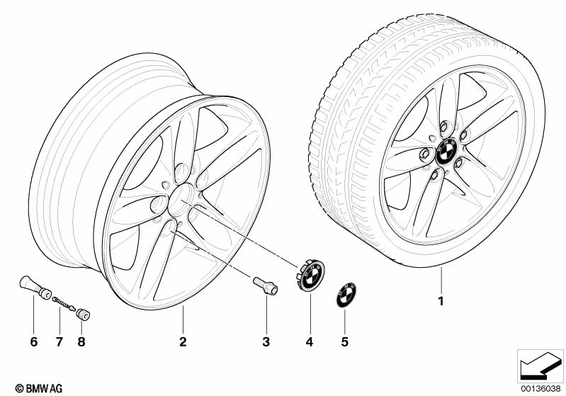 BMW light alloy wheel, spider spoke 140