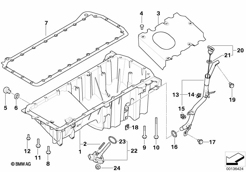 Oil pan/oil level indicator