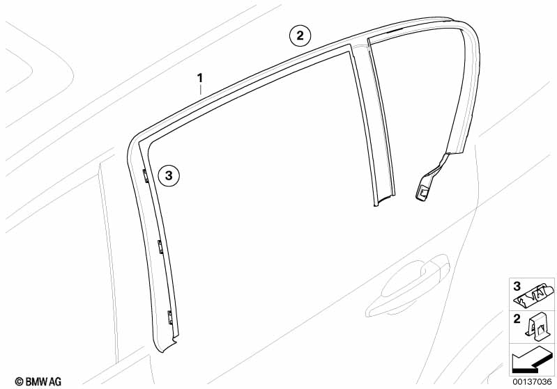 Trim and seals for door, rear