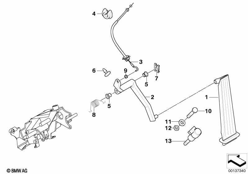 Accelerator pedal/bowden cable
