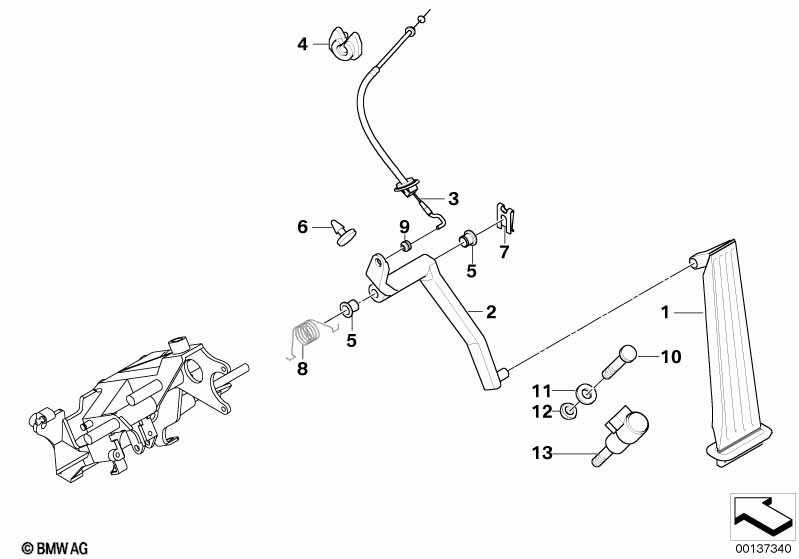 Accelerator pedal/bowden cable