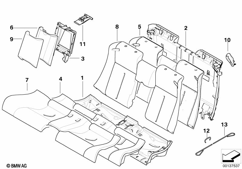 Seat rear, upholstery & cover base seat