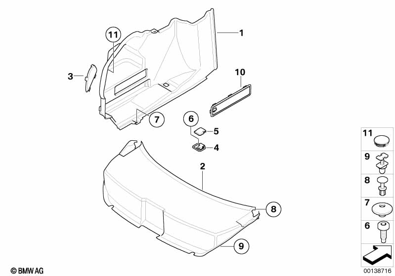 Luggage compartment tailgate/boot trim