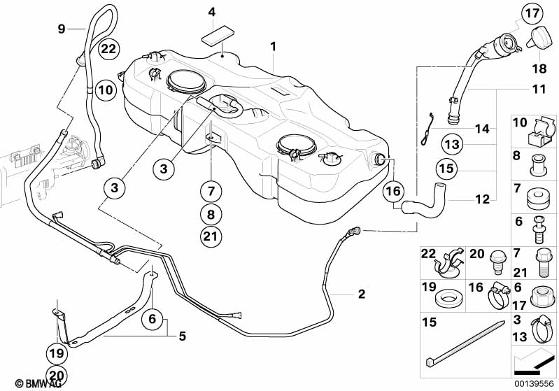 Fuel tank/mounting parts