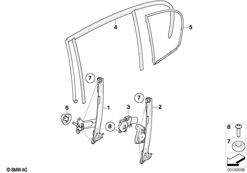 Door window lifting mechanism rear