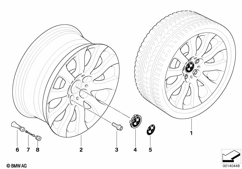 BMW light alloy wheel, spider spoke 159